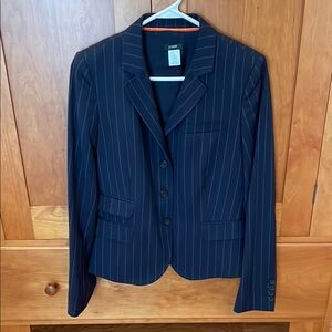 Vintage J Crew Navy Pinstripe Wool Blazer. Size 10.